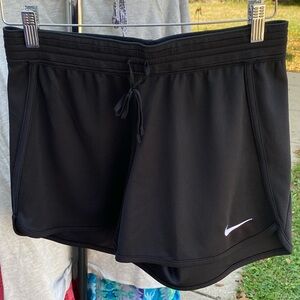 Nike Women's Black Athletic Shorts with White Logo
